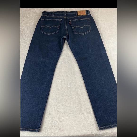 Levis 505 regular fit mens dark wash denim straight leg jeans size 38x32 - Picture 9 of 9